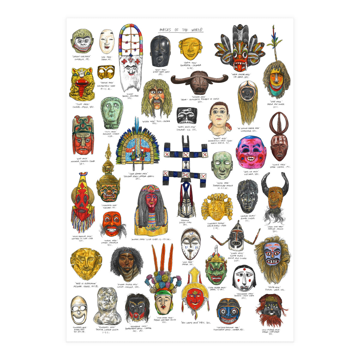 Masks Of The World (Print Only)