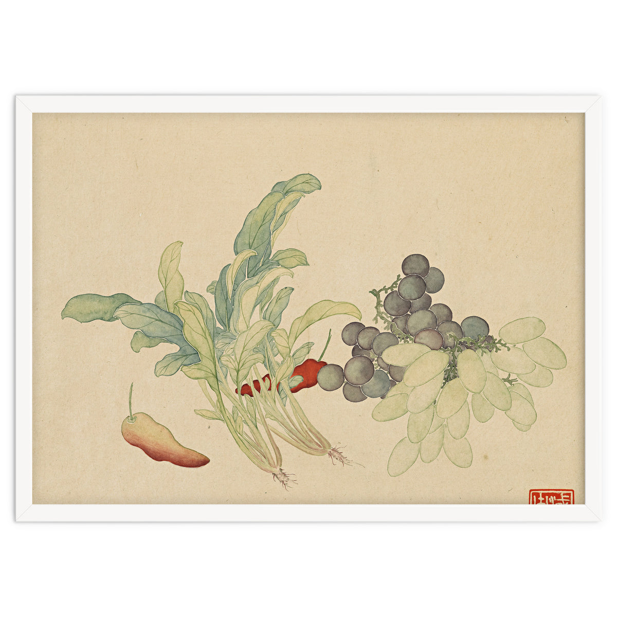 Wang Chengyu ~ Flowers And Vegetables, Vegetables, Fruits, Peppers, Millet Hot, Grapes, Spinach