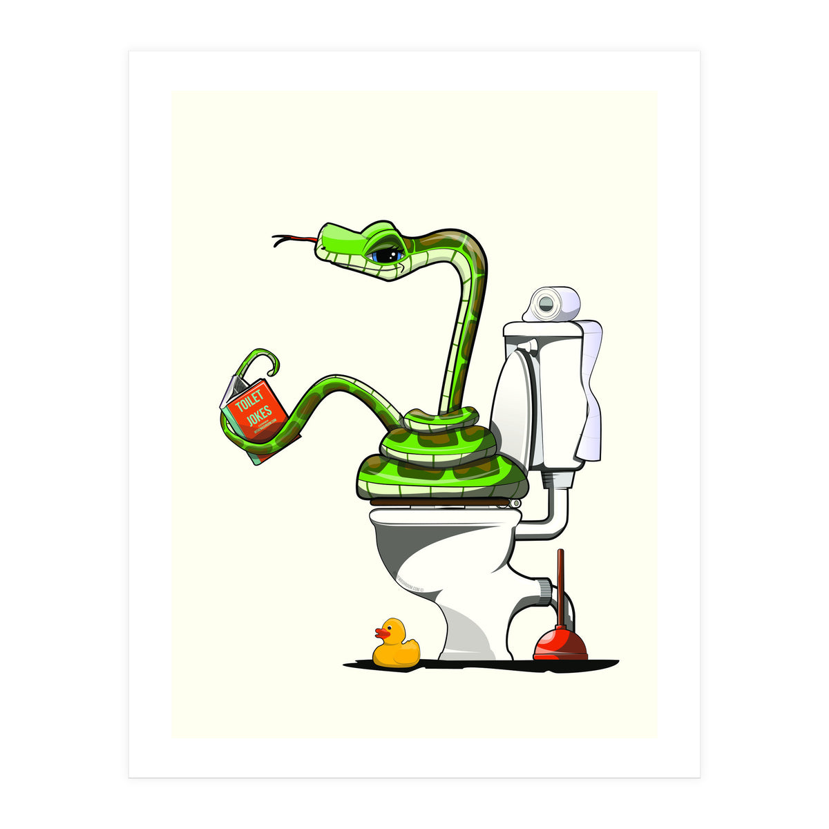 Snake on the Toilet, funny Bathroom humour (Print Only)