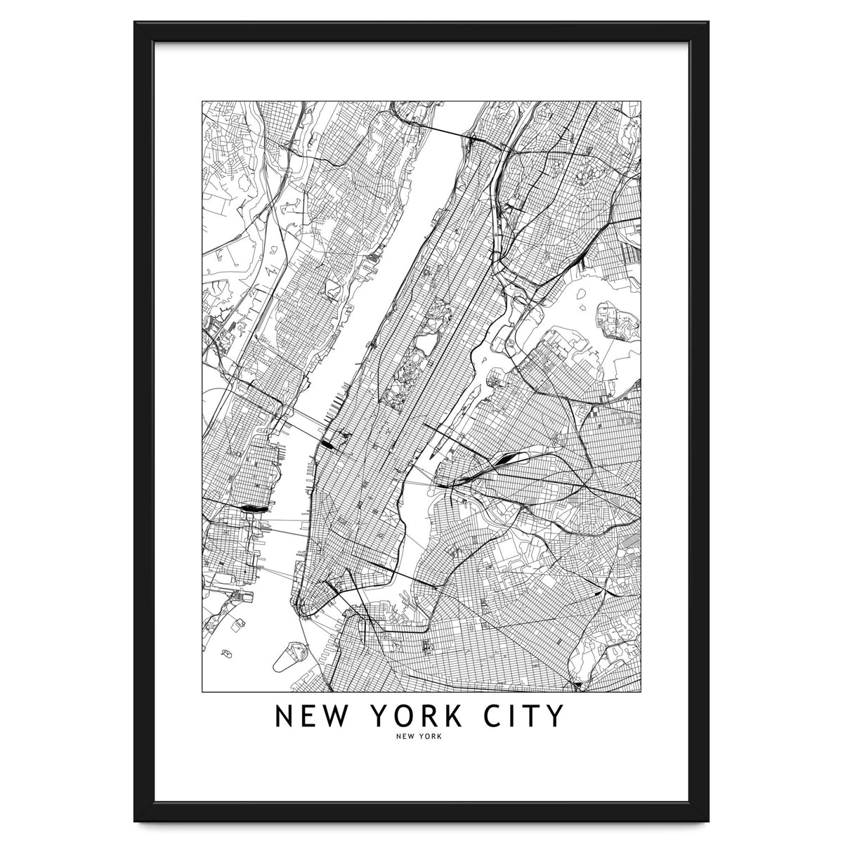 New York City White Map