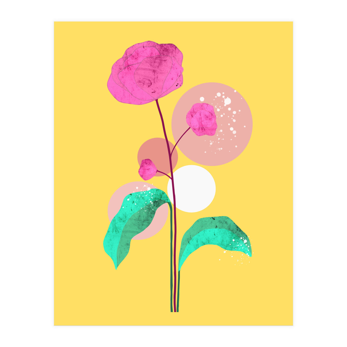 The Rare Bloom, Abstract Nature Floral Graphic, Eclectic Bohemian Modern, Pop of Color Illustration (Print Only)