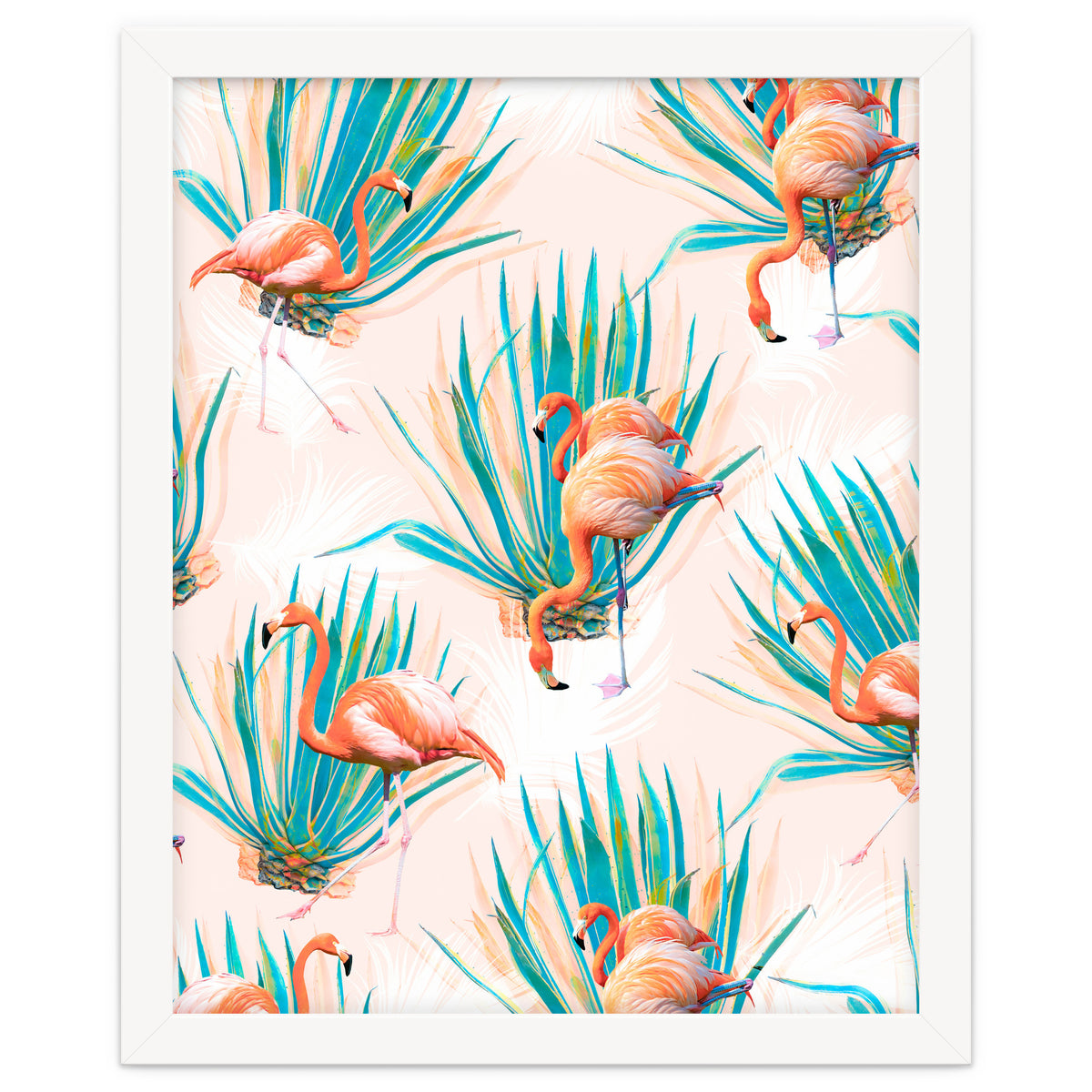 Anaglyph Flamingos with cactus