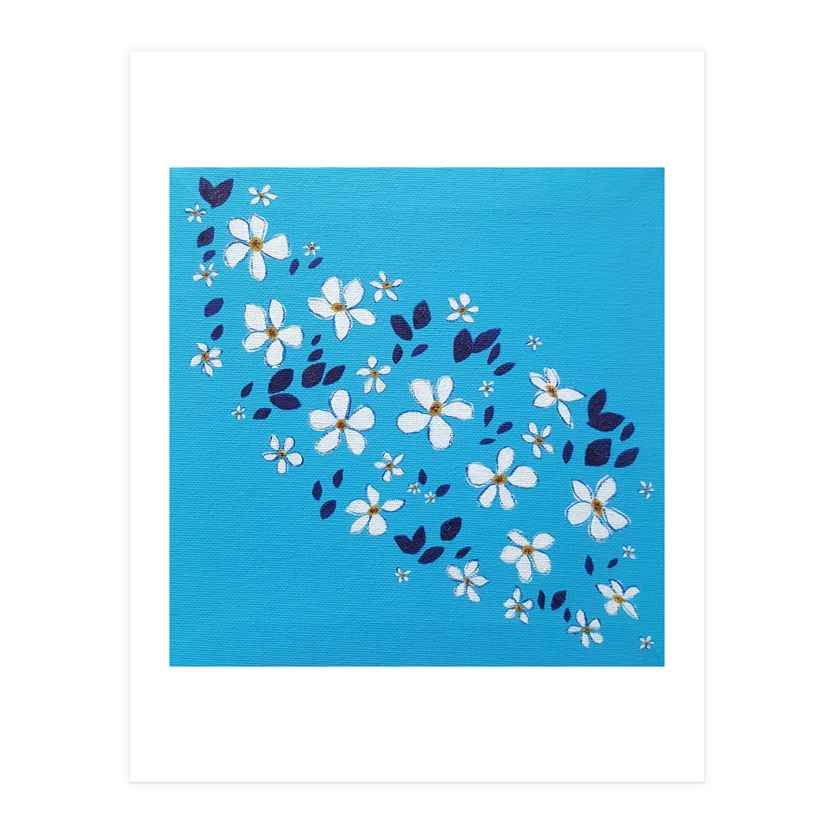 Flowers On Blue  (Print Only)