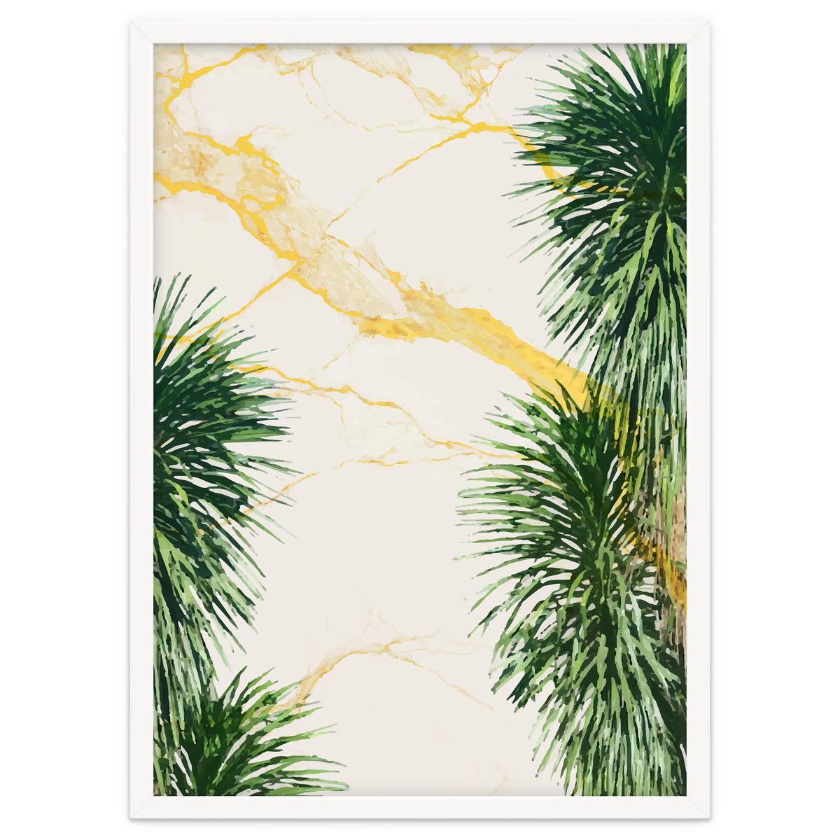 Gold marble texture with palm tree