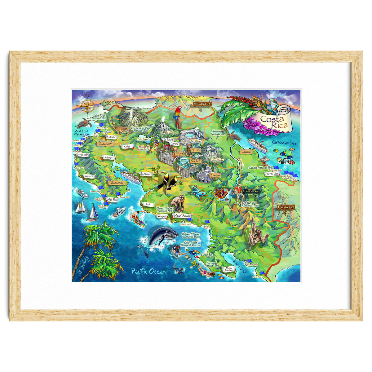 Costa Rica Map Illustration