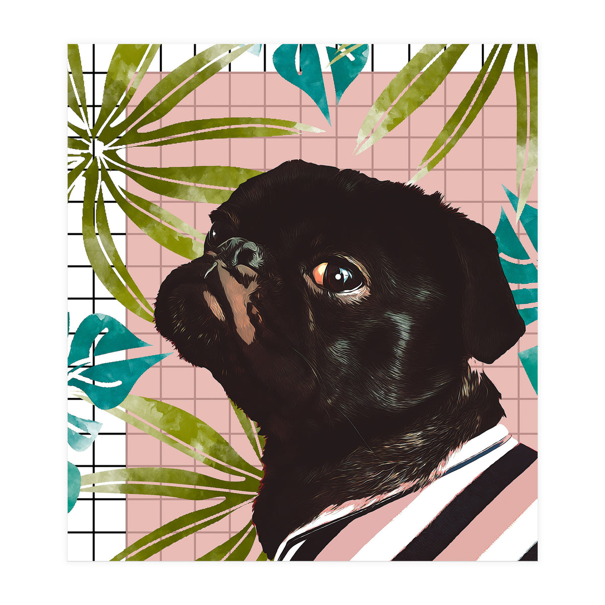 Pug On An Island (Print Only)