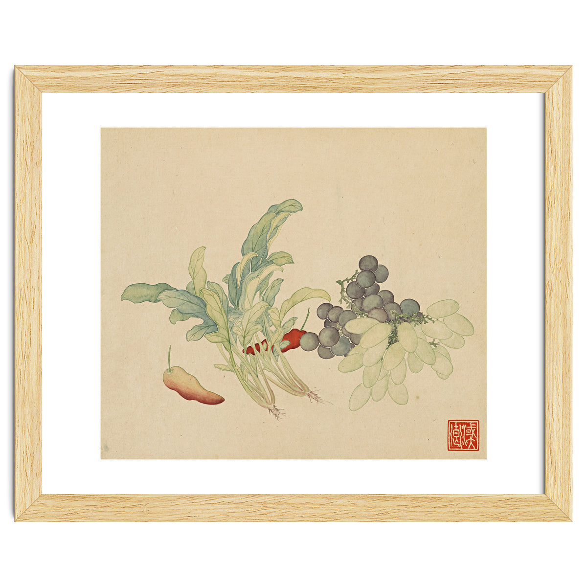 Wang Chengyu ~ Flowers And Vegetables, Vegetables, Fruits, Peppers, Millet Hot, Grapes, Spinach