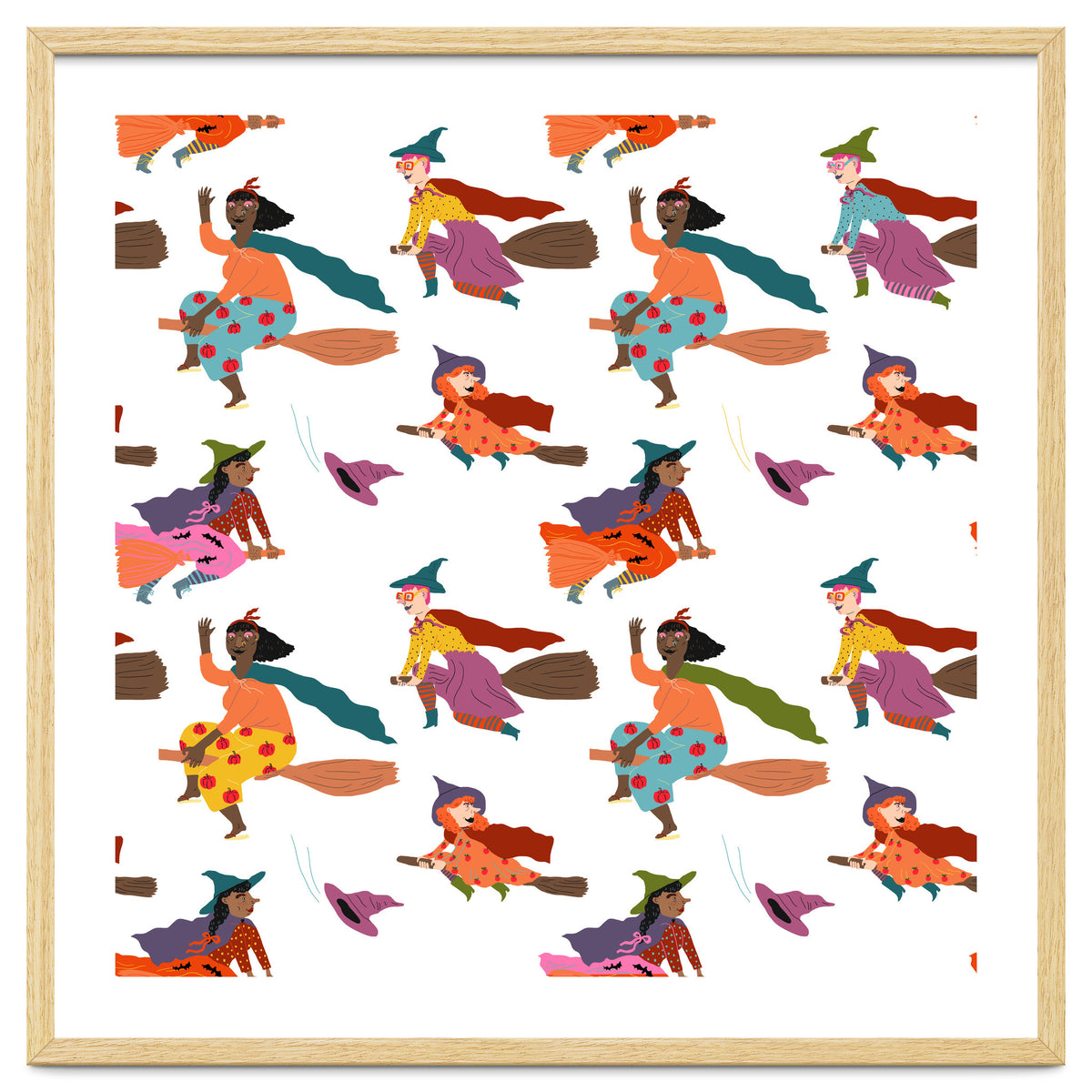 Tiny Witches Pattern (white Backgrownd)