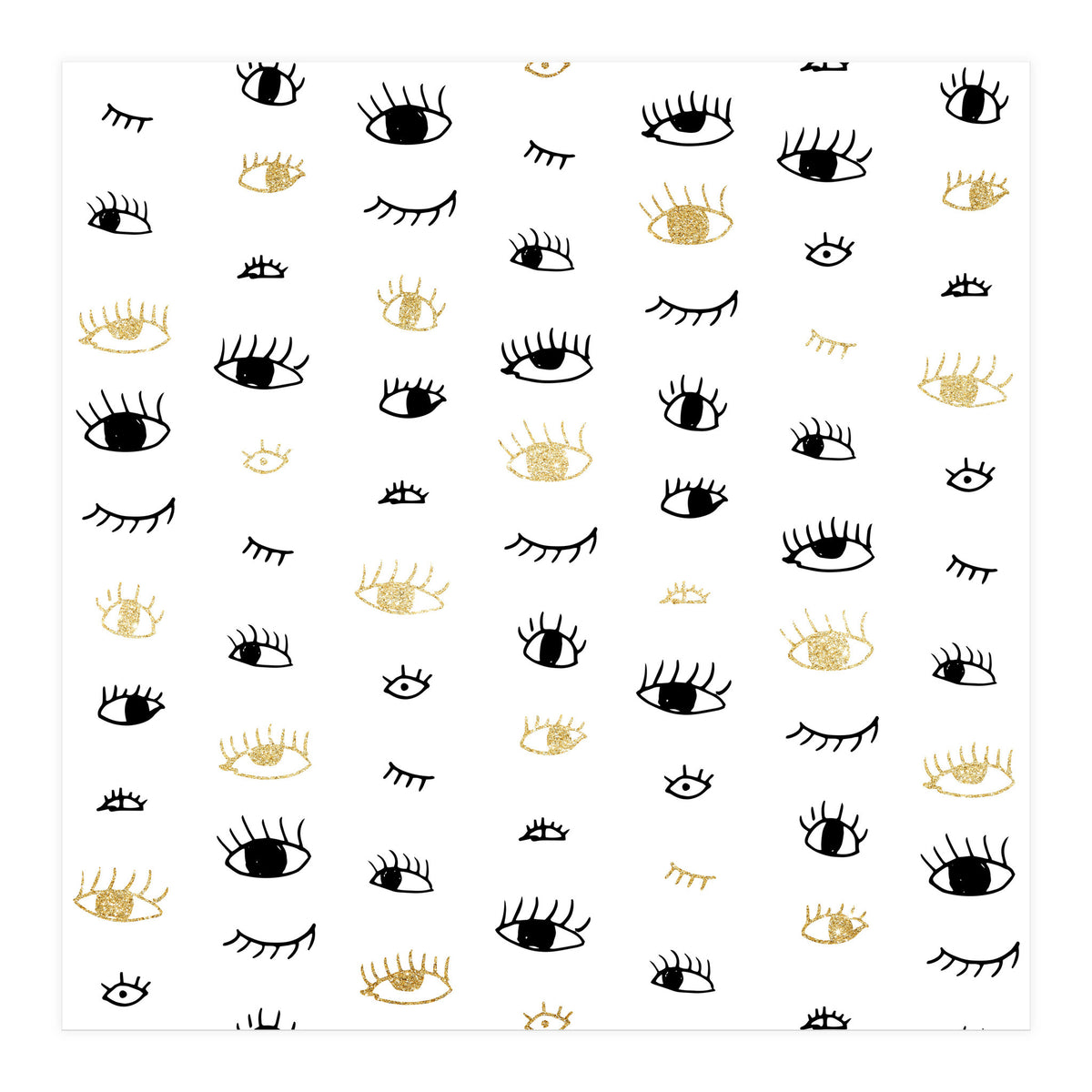 Gold and black eyes and lashes pattern (Print Only)