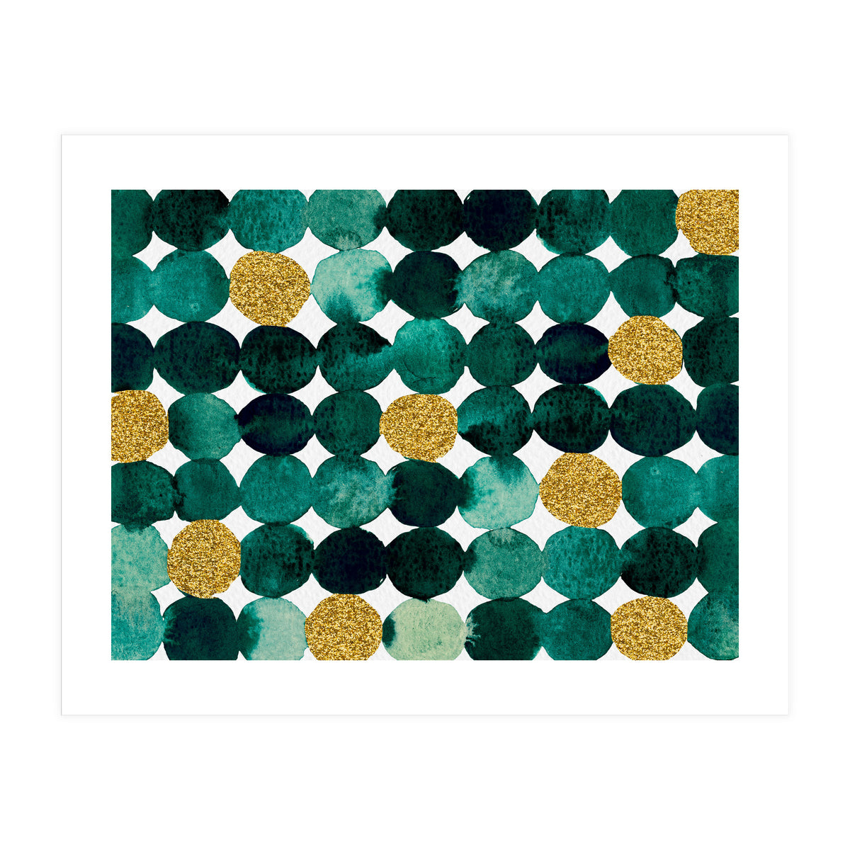 Dots pattern - emerald green and gold (Print Only)