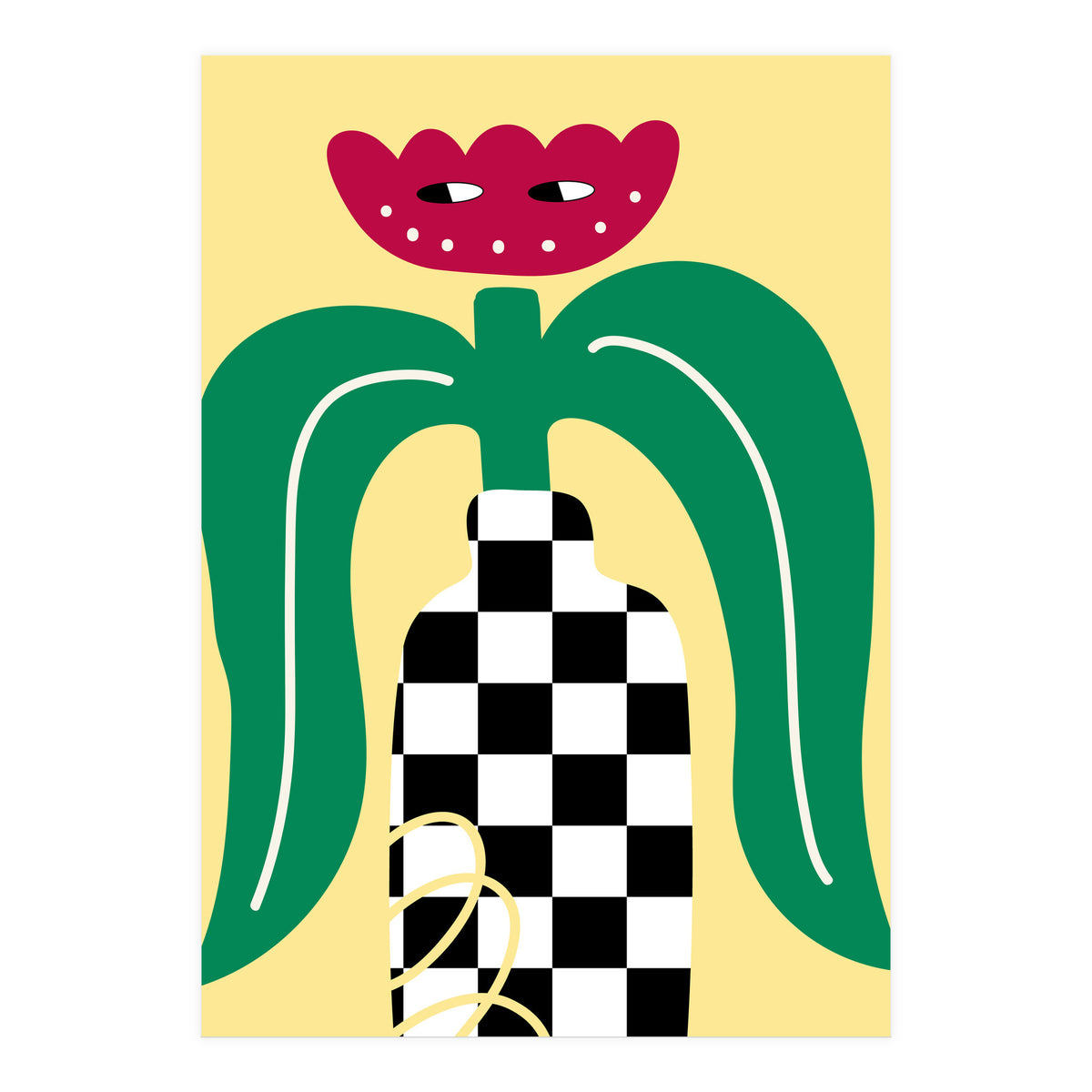 Flower Character in Checker Vase (Print Only)