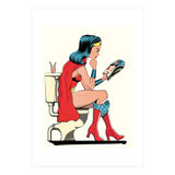 Wonder Woman on the Toilet, funny Bathroom Humour (Print Only) thumbnail