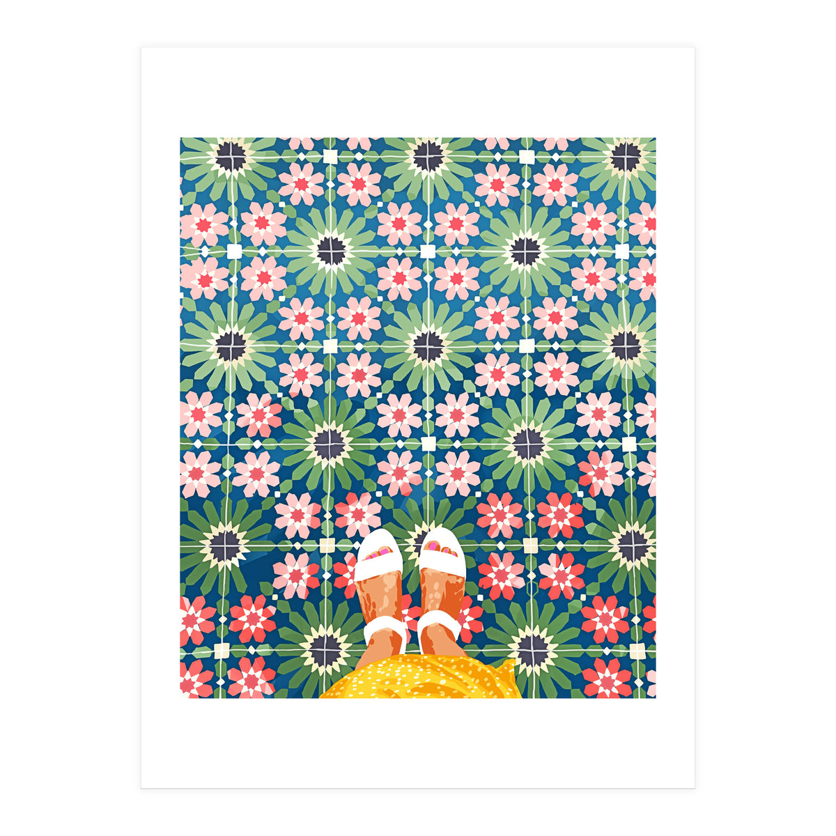 For The Love of Tiles | Moroccan Modern Bohemian Décor | Exotic Travel Watercolor Painting (Print Only)