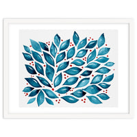 Abstract leaves and dots - teal and red