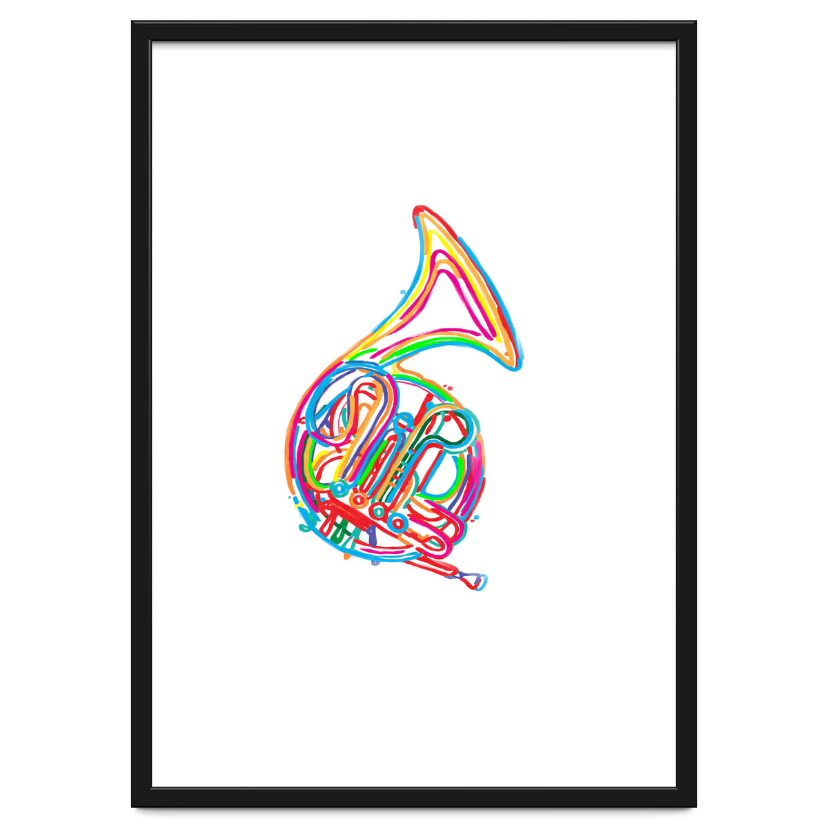 Watercolor French Horn