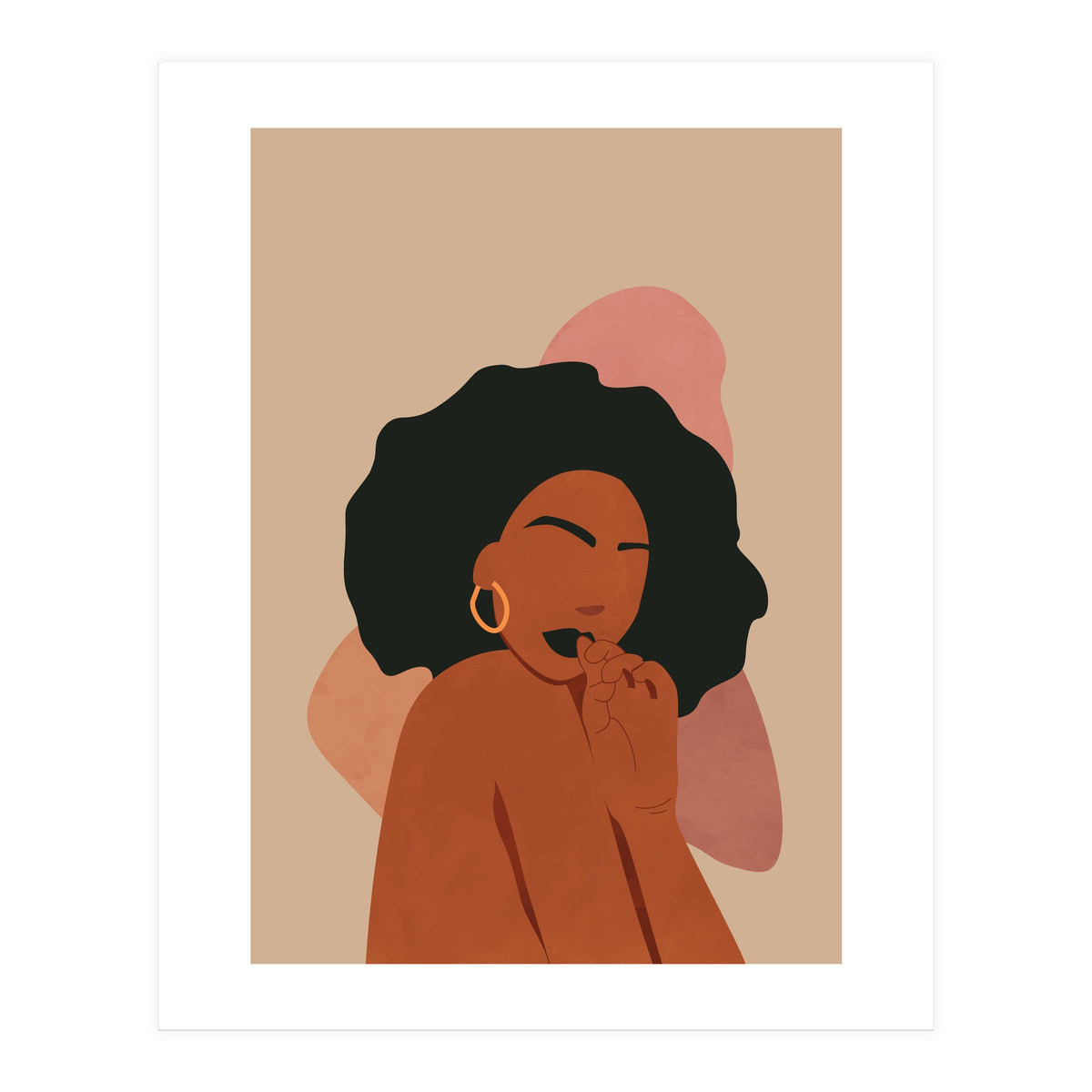Black Woman Portrait Abstract Boho (Print Only)