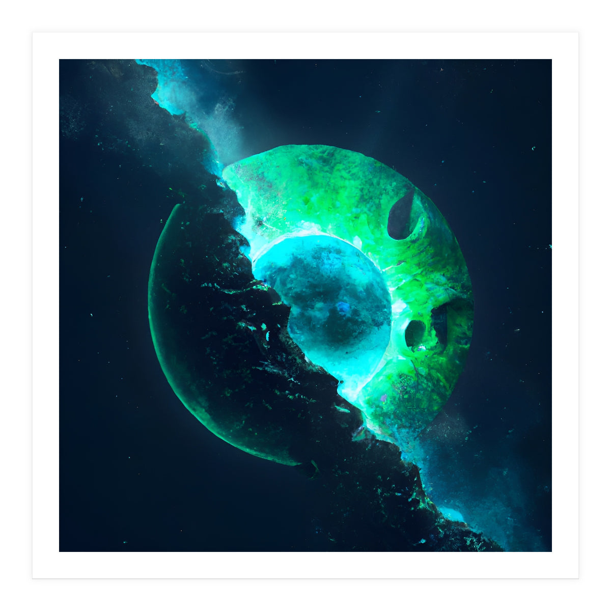 Emerald Lunar Core Cracking Open (Print Only)