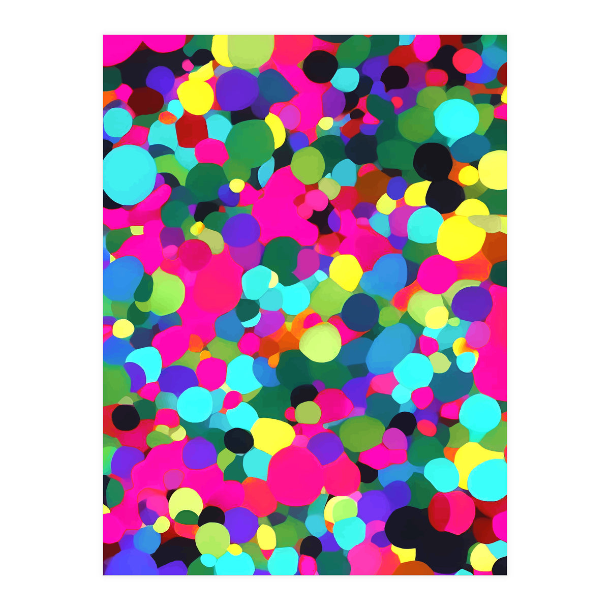 A Mess Of Colors, Eclectic Colorful Water Balloons, Fun Party Confetti Polka Dots Painting (Print Only)