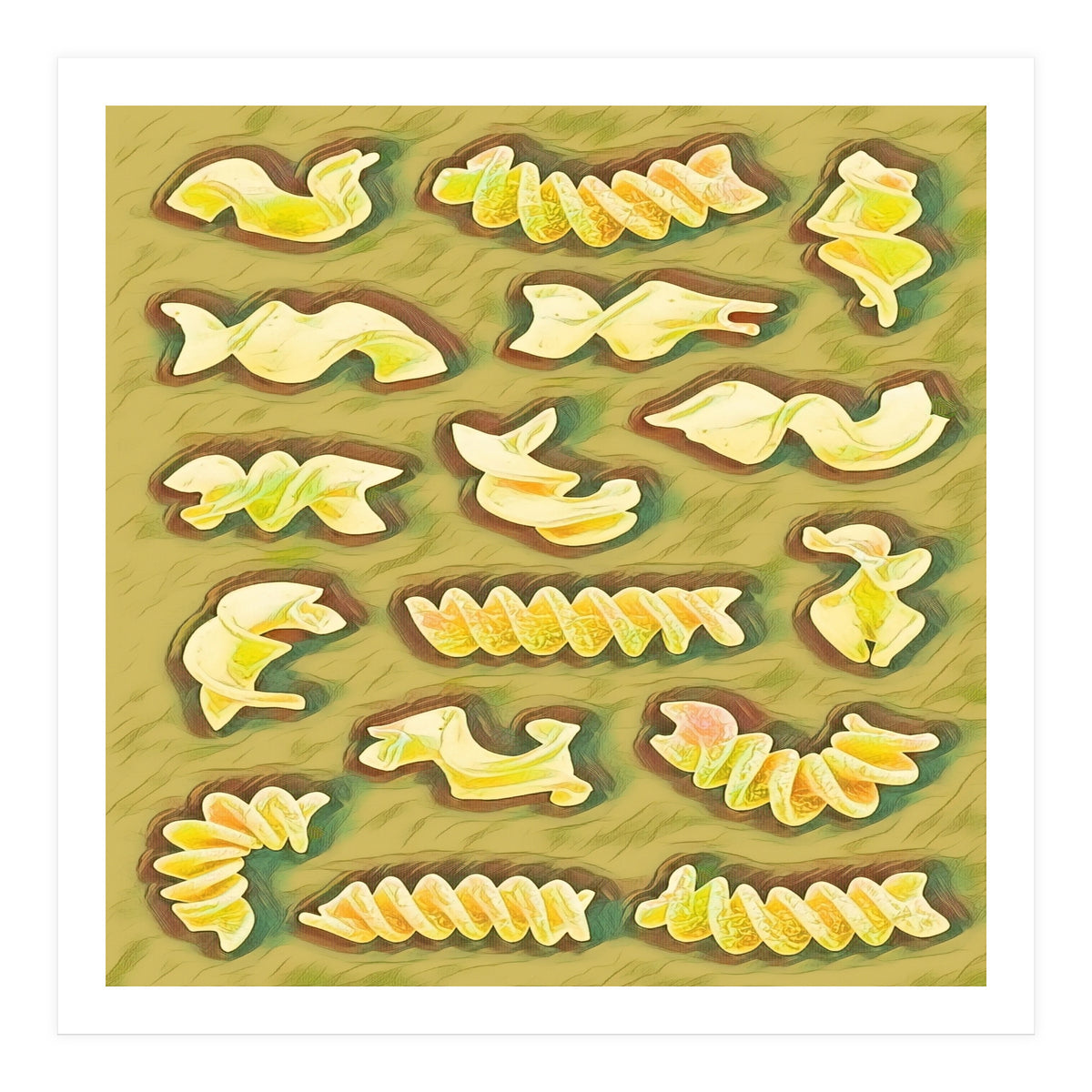 Pasta shapes fusilli and rotini (Print Only)
