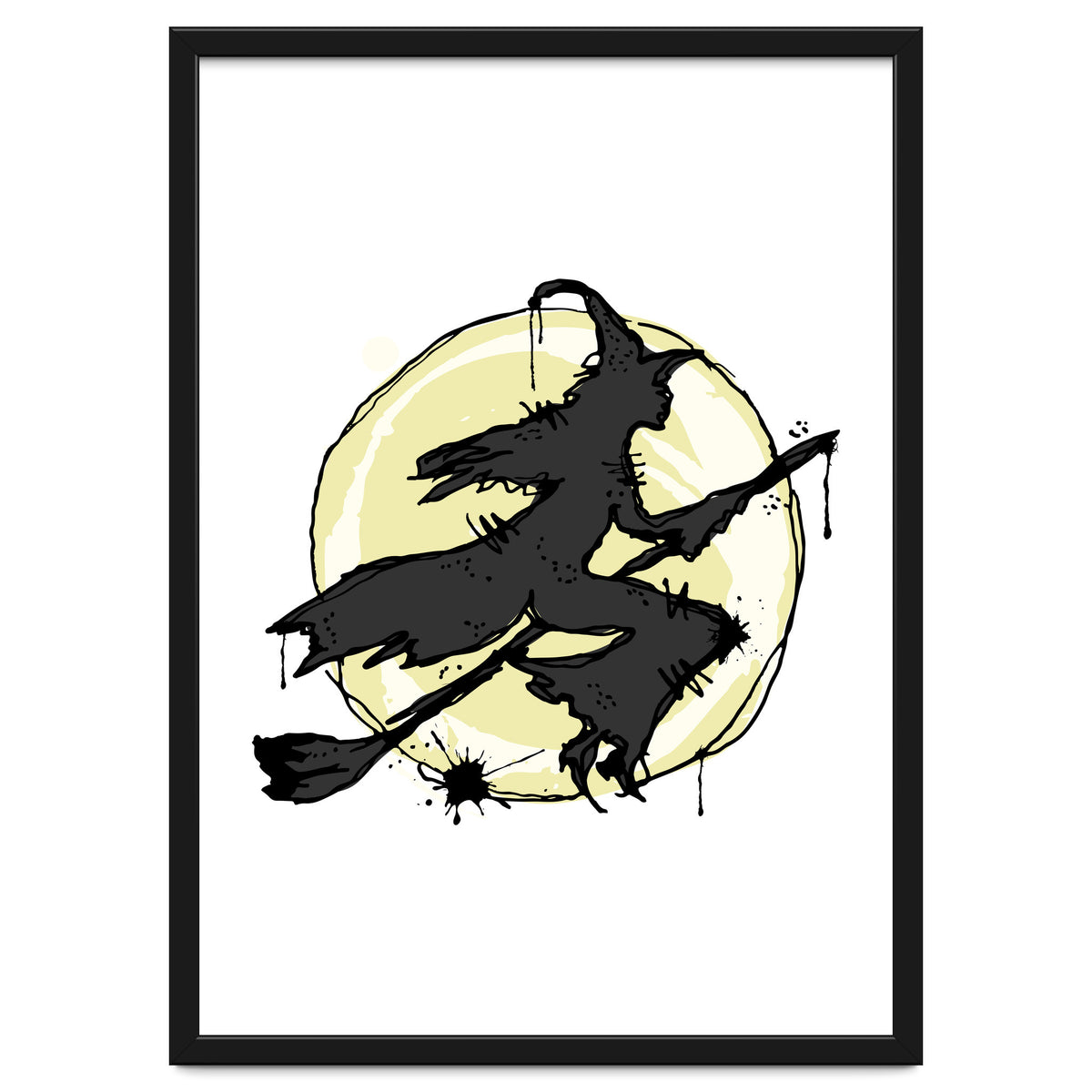 Witch on her broom sketch