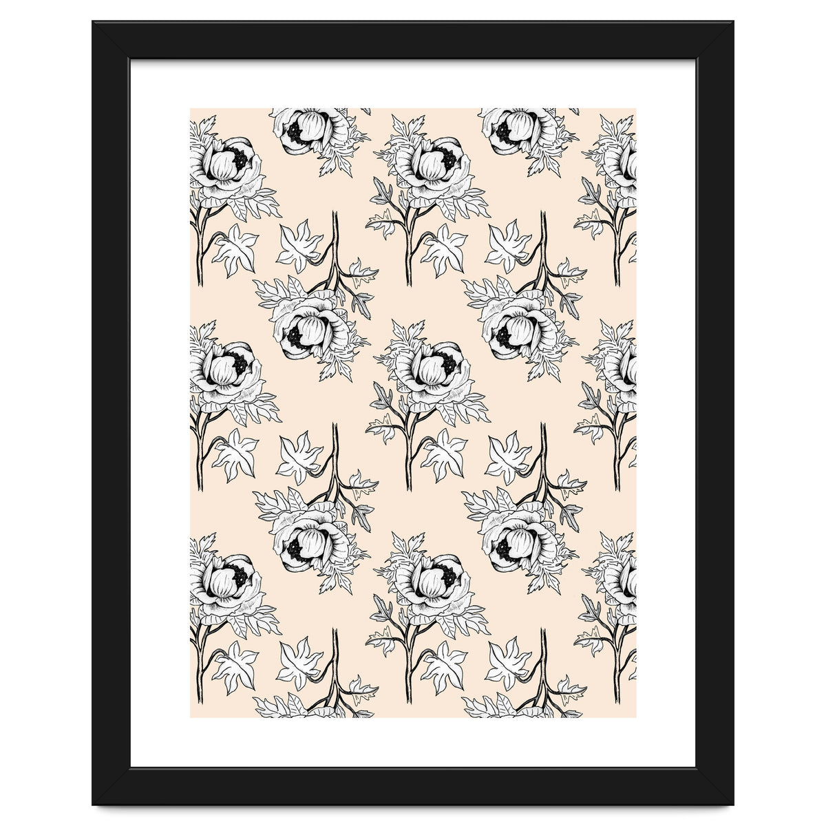 Drawing pattern of roses to pencil on beige