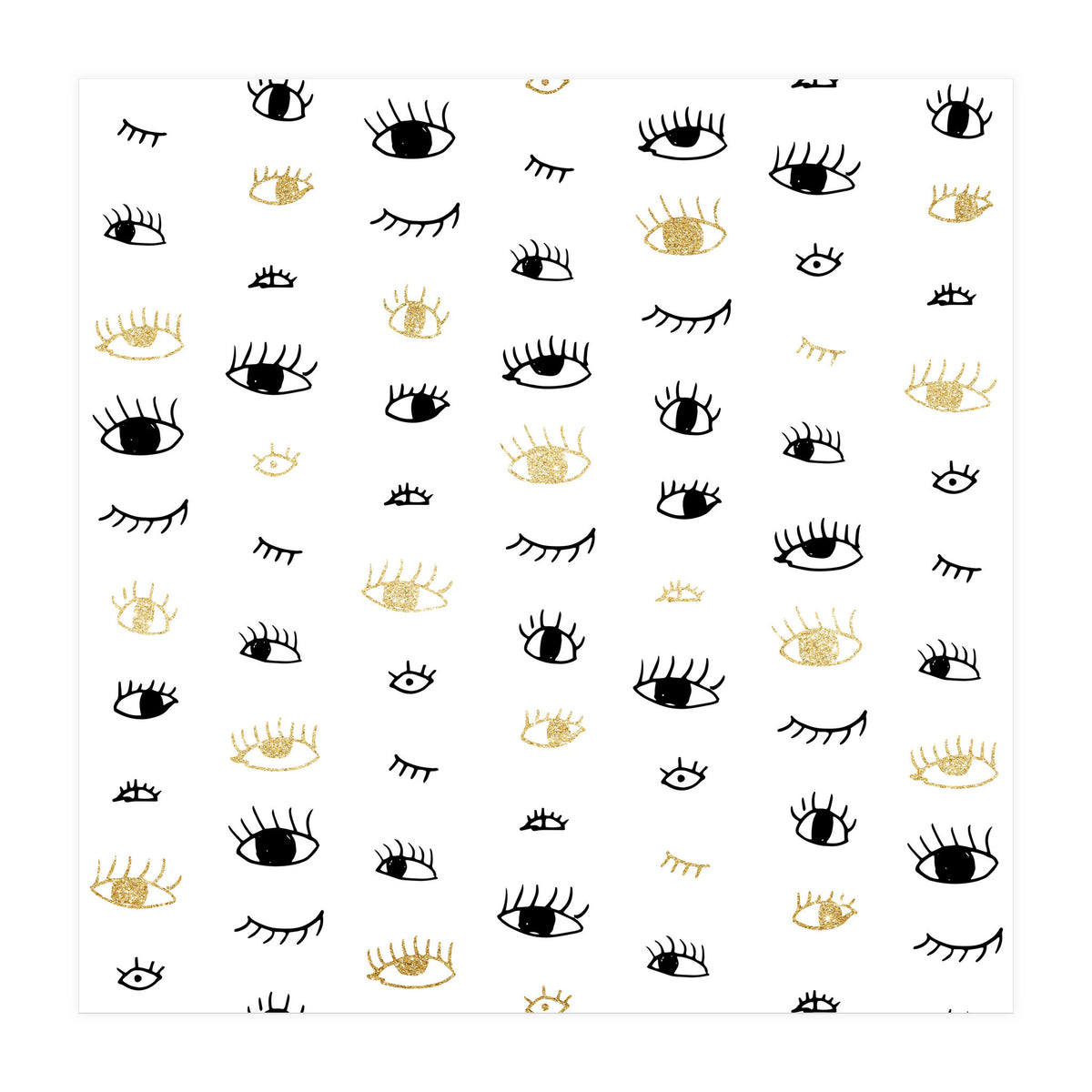 Gold and black eyes and lashes pattern (Print Only)