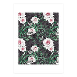 Dark flowery abstract of birds (Print Only) thumbnail