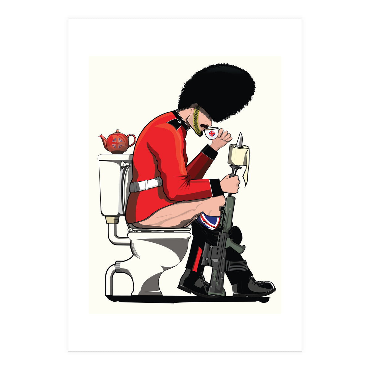 British Army Soldier on the Toilet, funny bathroom humour. (Print Only)