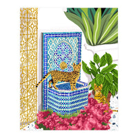 Royal Bengal Cats | Palace Pets & Architecture Building | Exotic Travel Urban Jungle Terrazzo Tiles (Print Only)