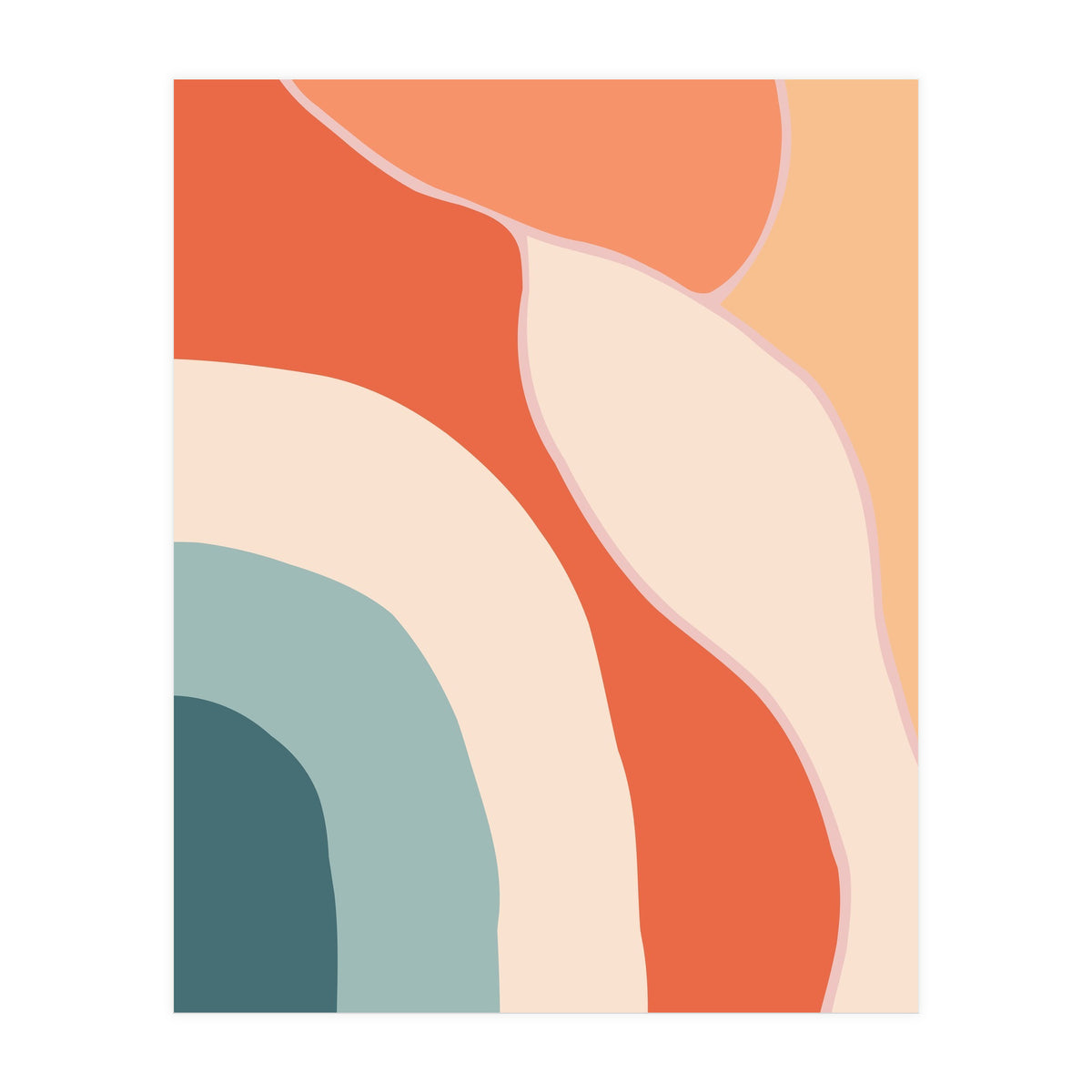 Rainbow Retro Wavy Lines (Print Only)