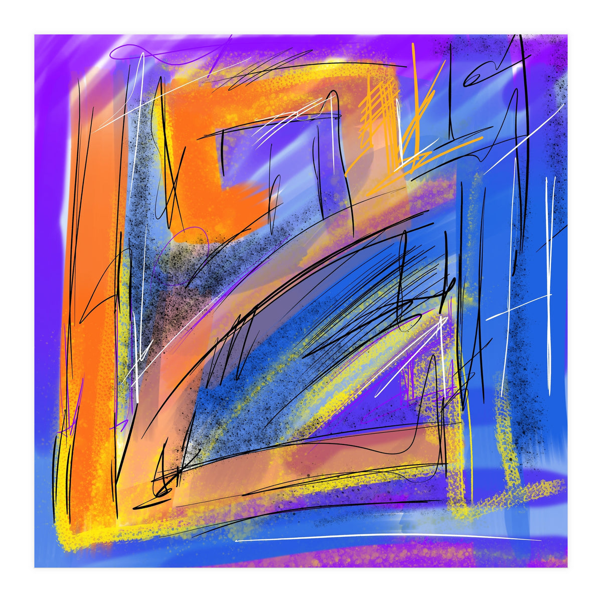 orange walking in blue (Print Only)