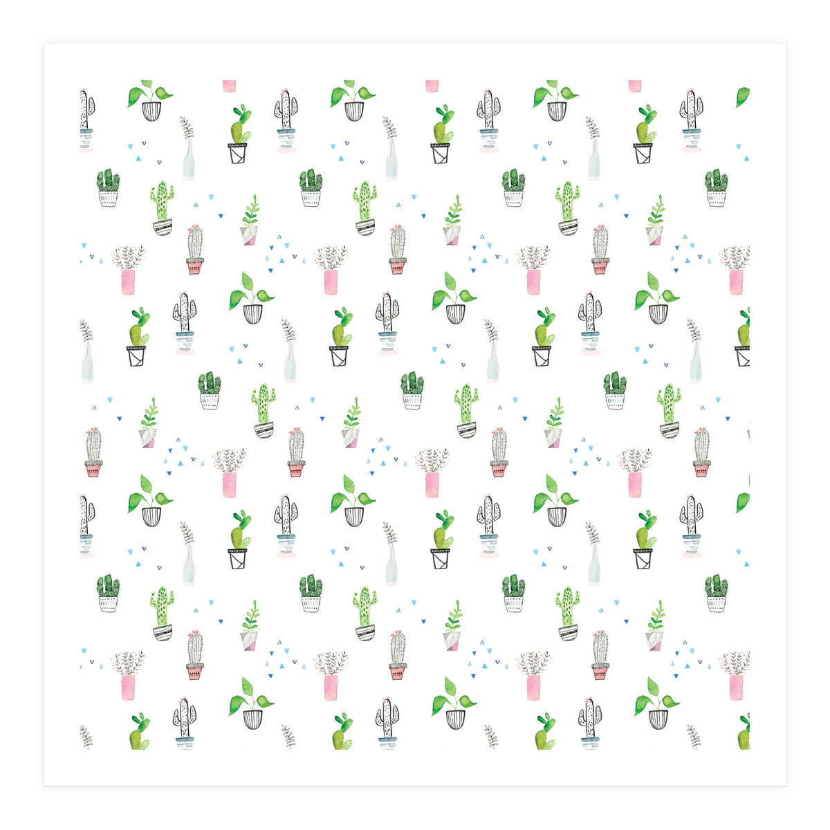 Cacti and plants pattern (Print Only)