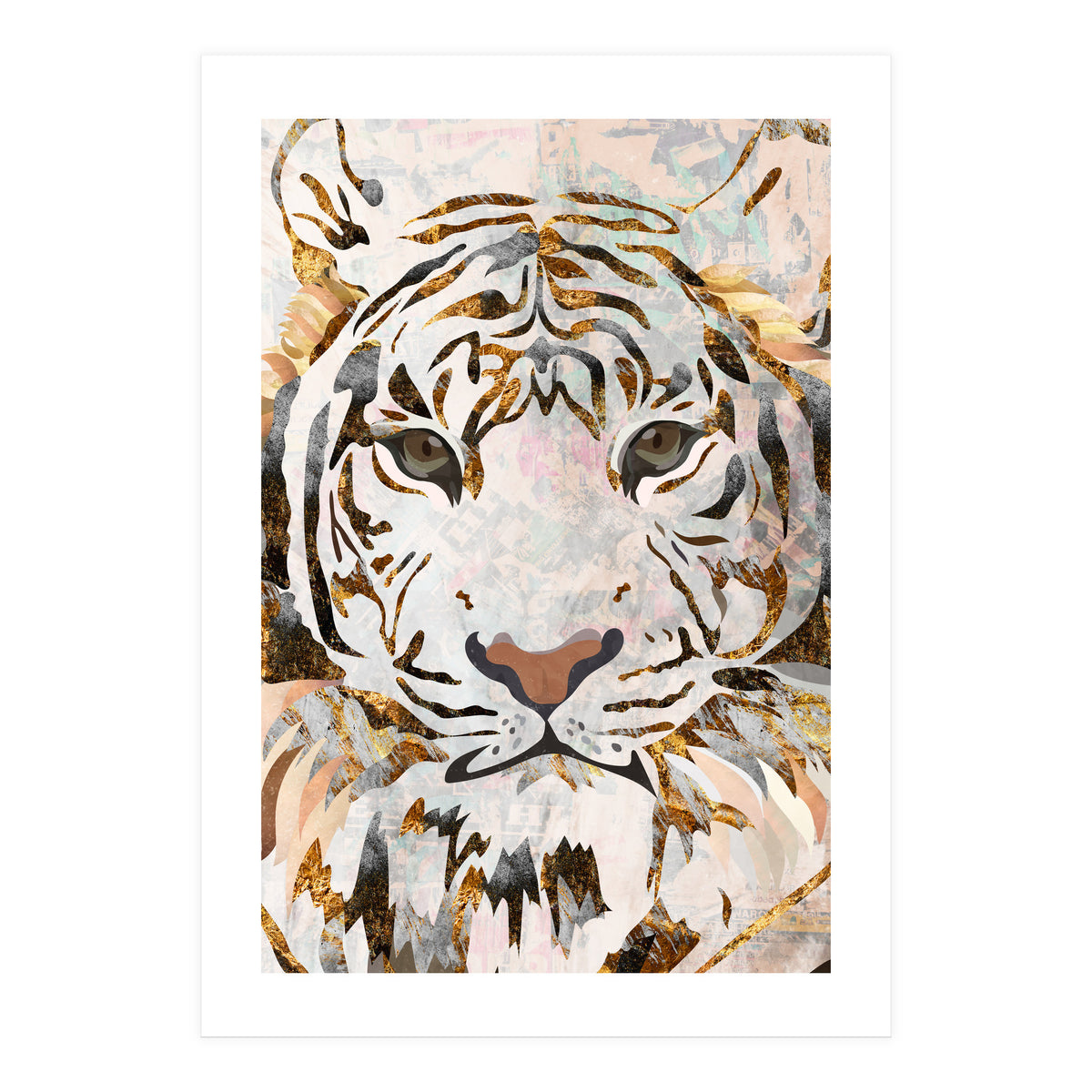 Grungy Tiger Gold and White (Print Only)