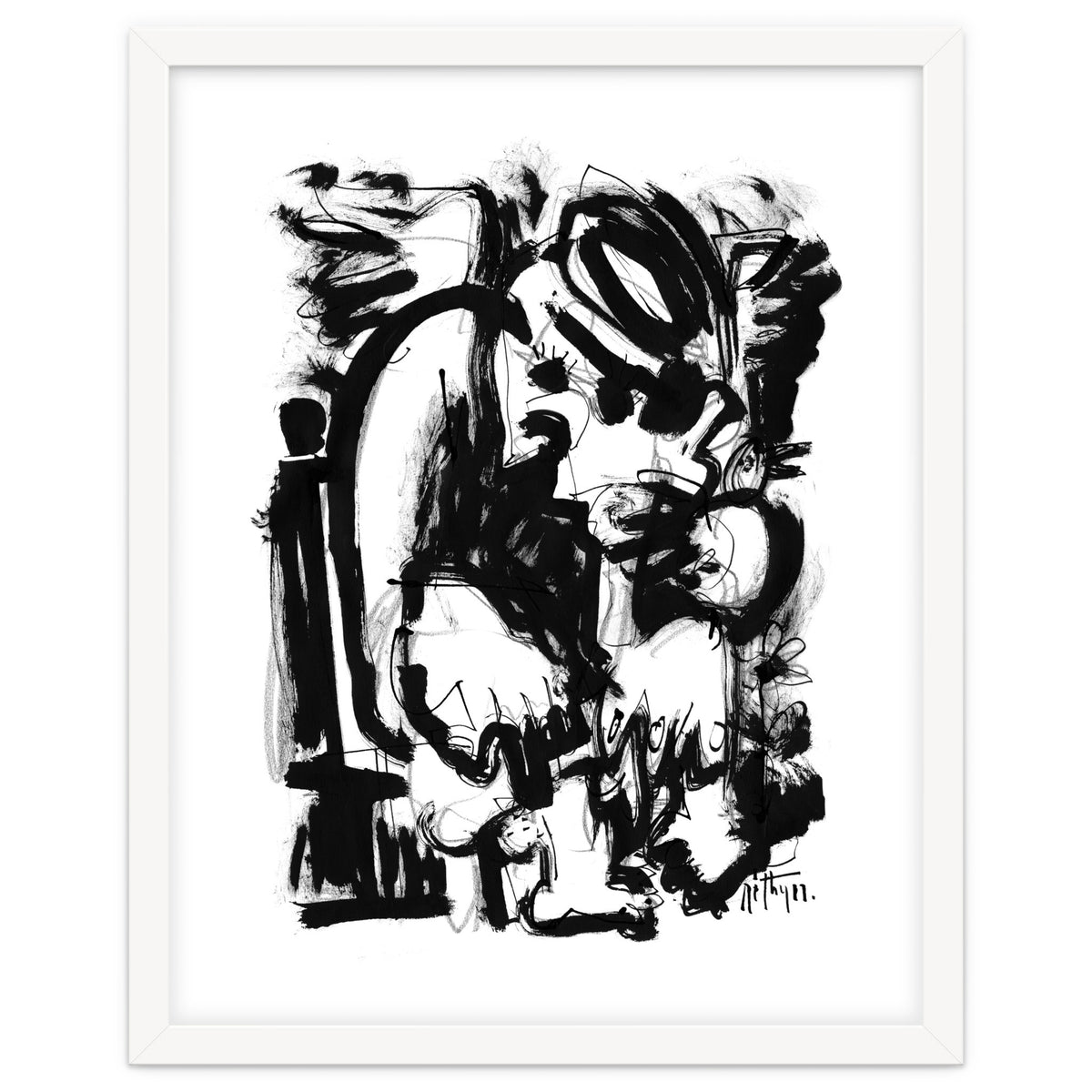 Saint With Bird - b&w