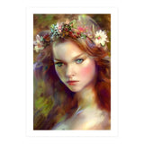 Dreamy kitschy Maiden with Flower Wreath (Print Only) thumbnail