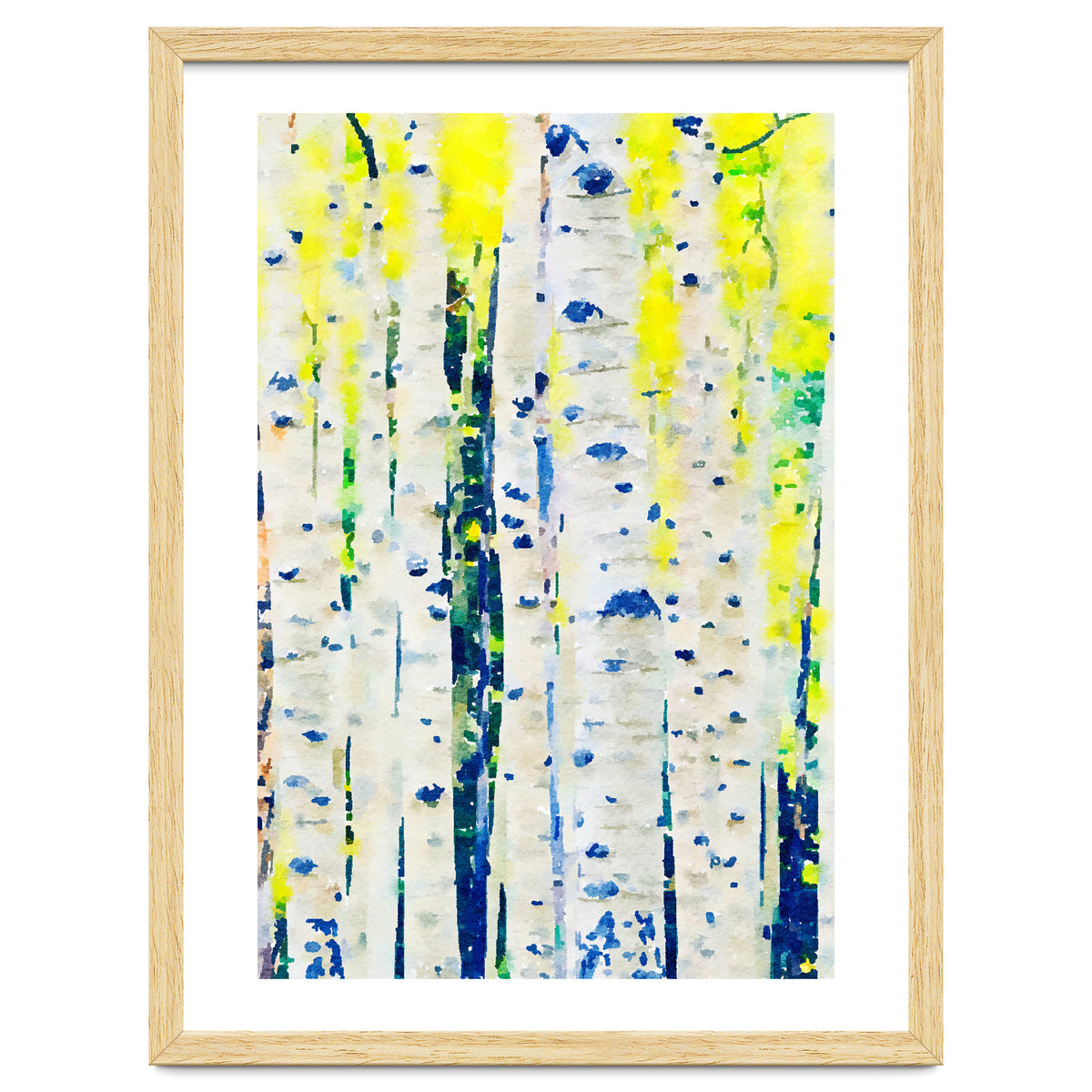 Aspen Tree Forest, Nature Watercolor Landscape Painting, Mystical Botanical Plants