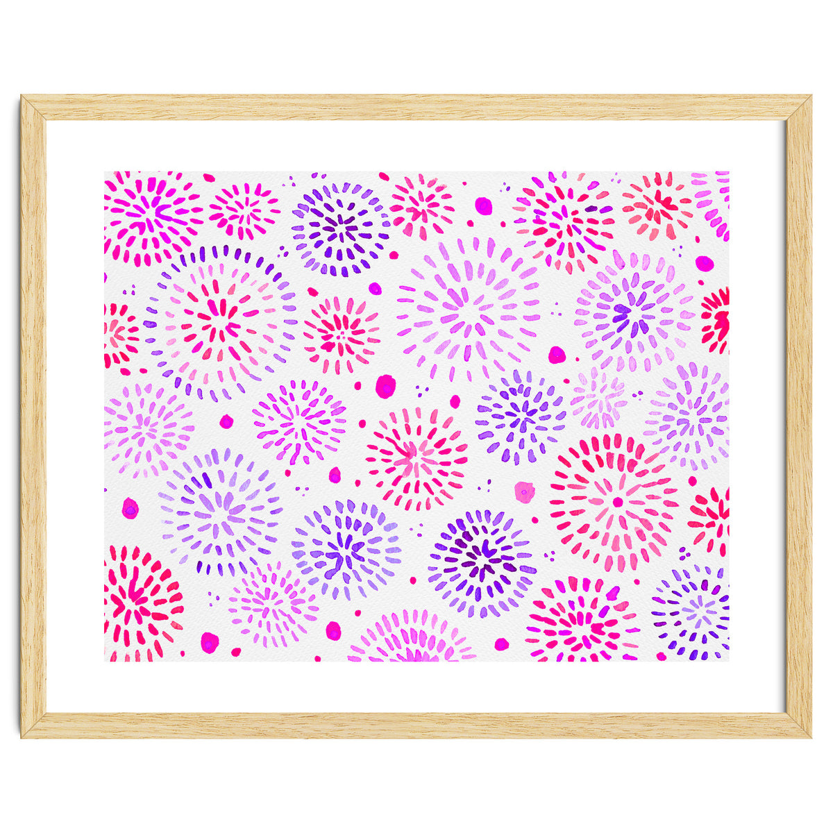 Abstract fireworks pattern in magenta and purple