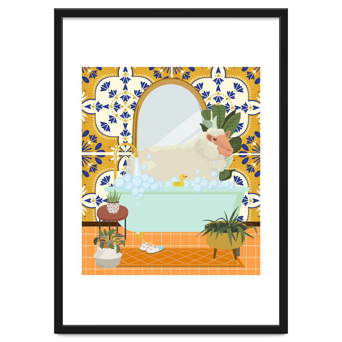 Sheep Bathing in Moroccan Style Bathroom