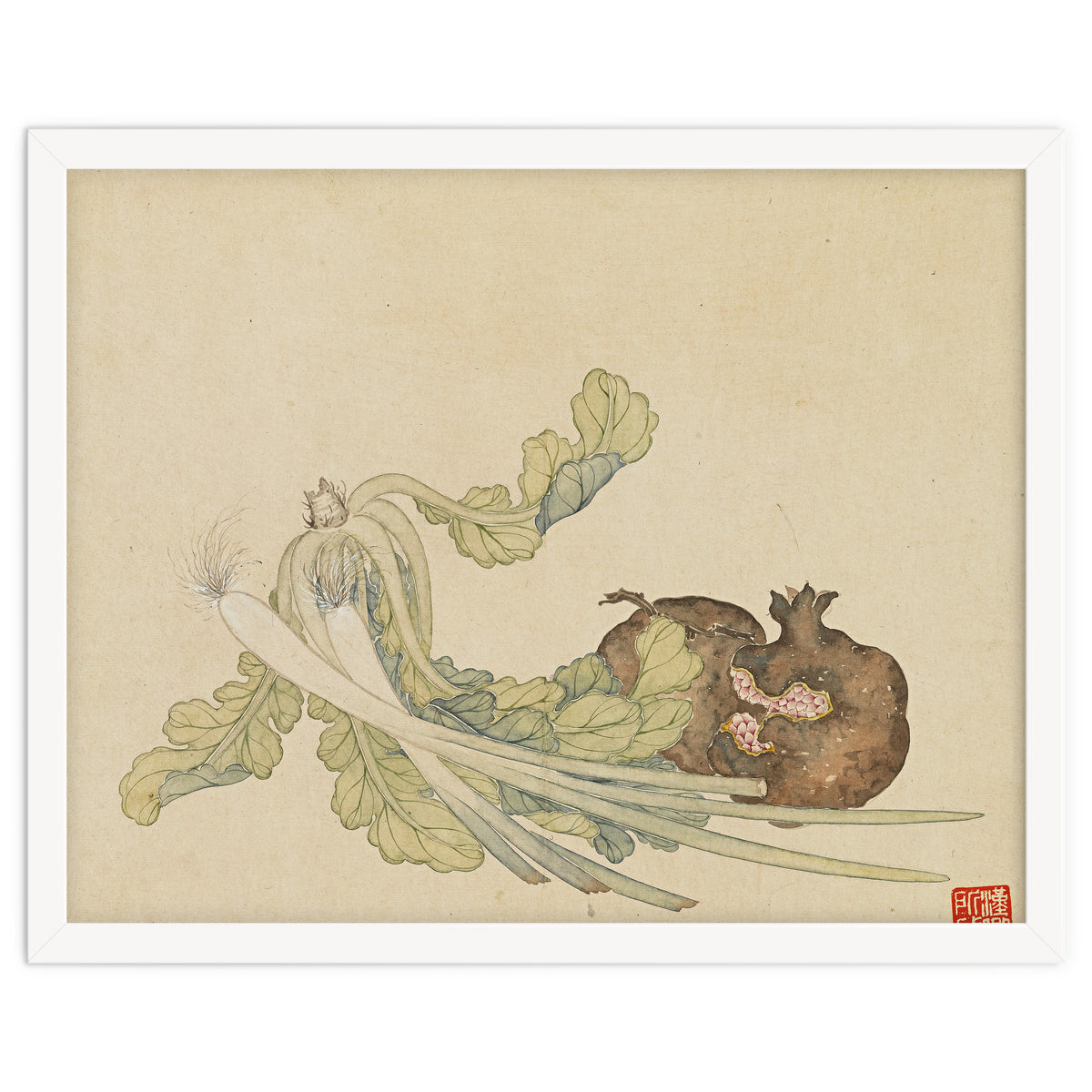 Wang Chengyu ~flowers, Vegetables, Pomegranates, Onions, Chinese Cabbage, Vegetables