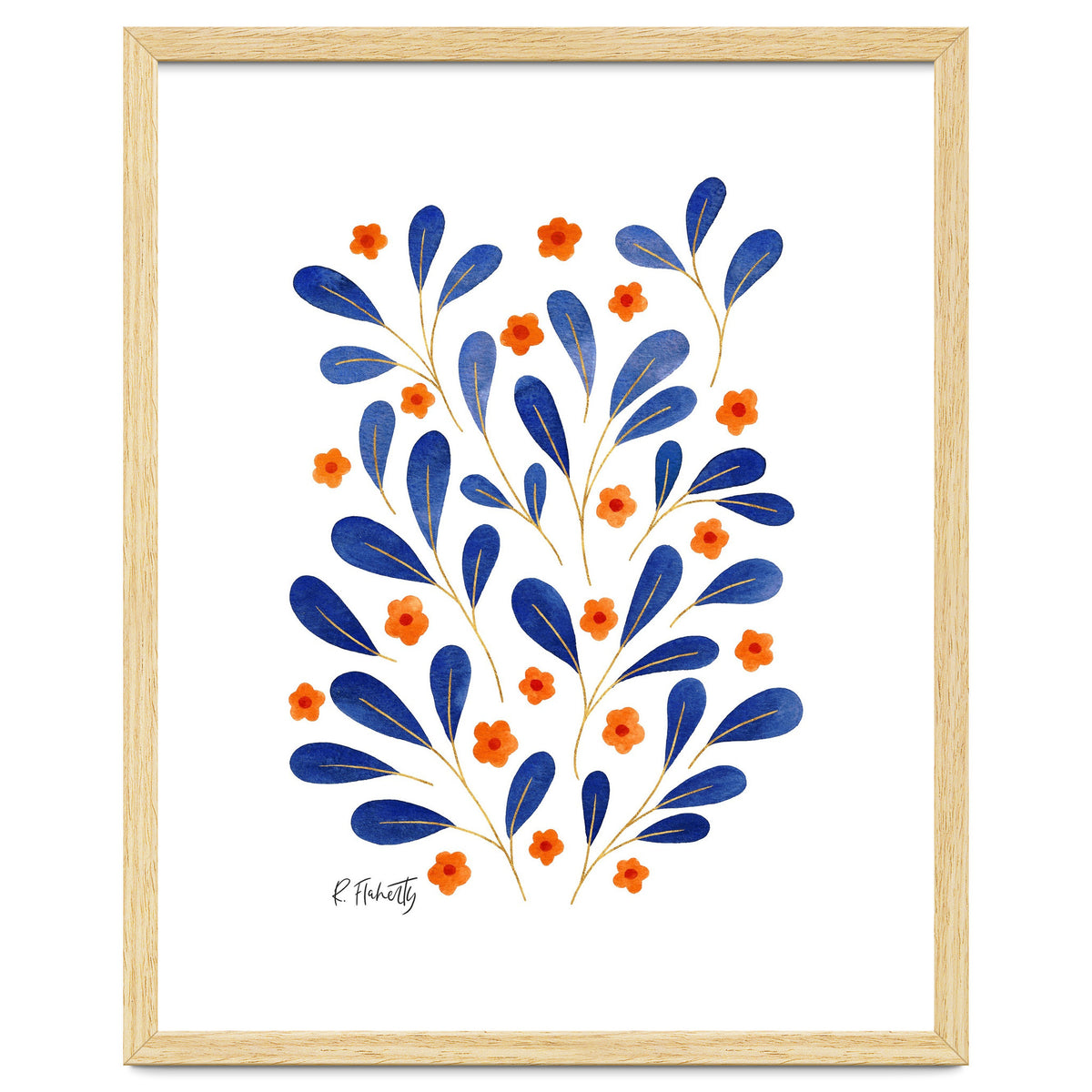Springtime Floral | Blue and Orange