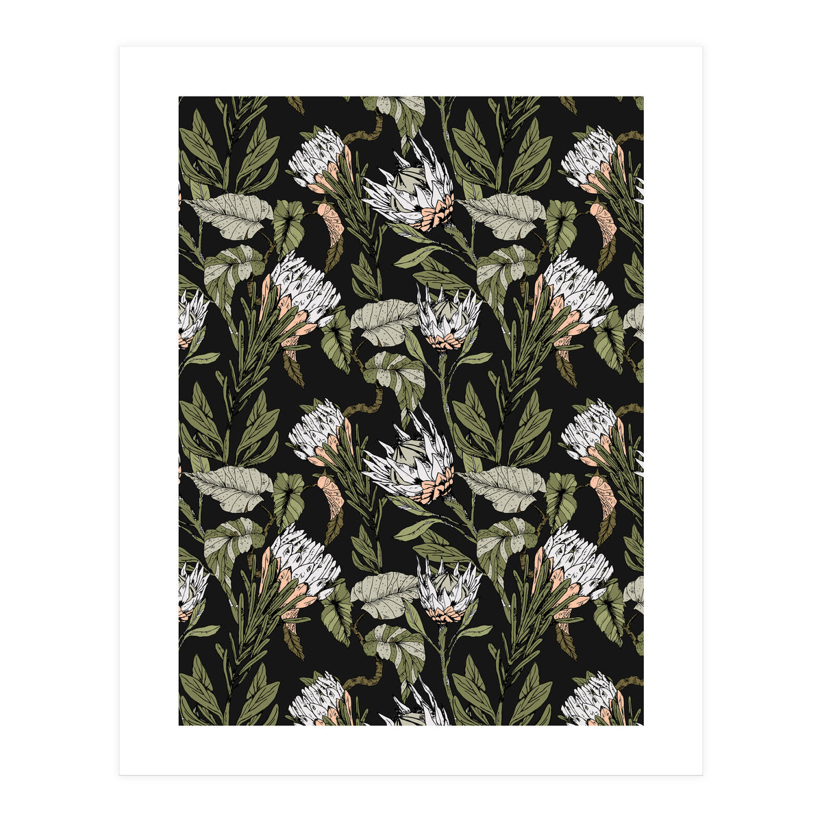 Dark pattern botanical boho (Print Only)