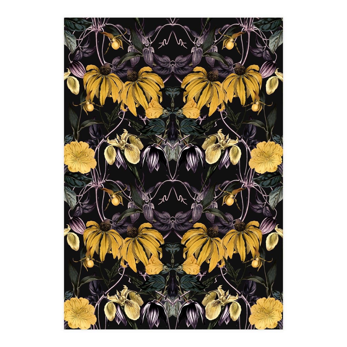 Nocturnal botanical garden kaleidoscope (Print Only)