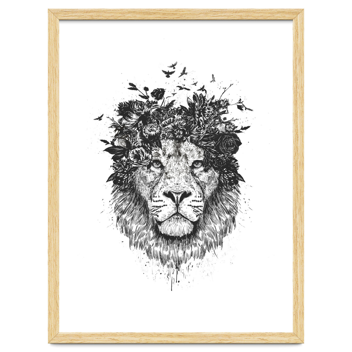 Floral Lion Bw
