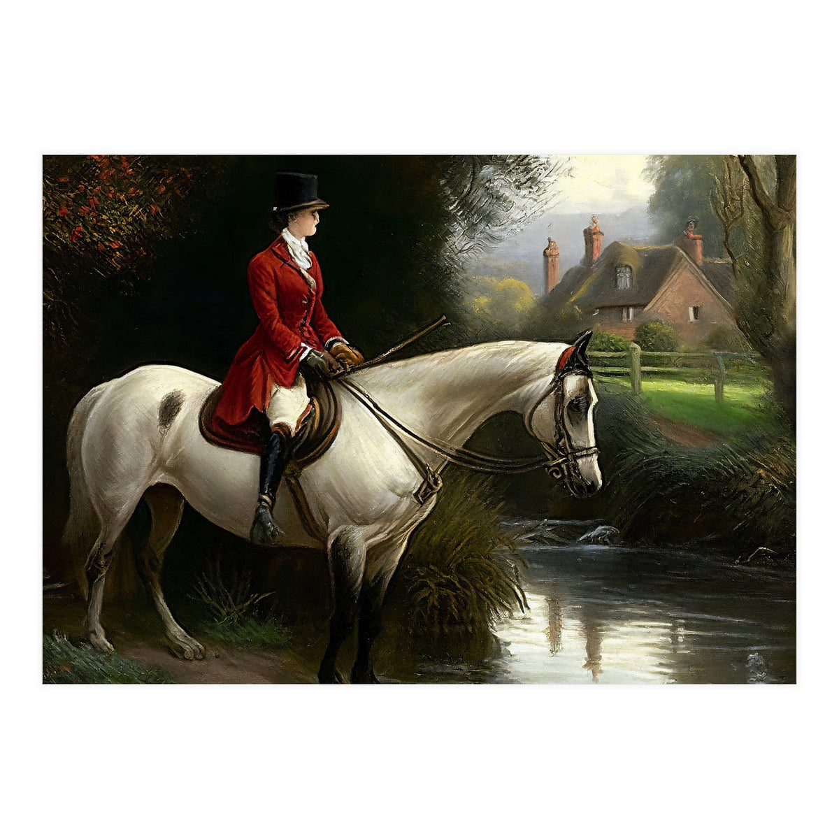 19th Century Countryside Oil Painting (Print Only)