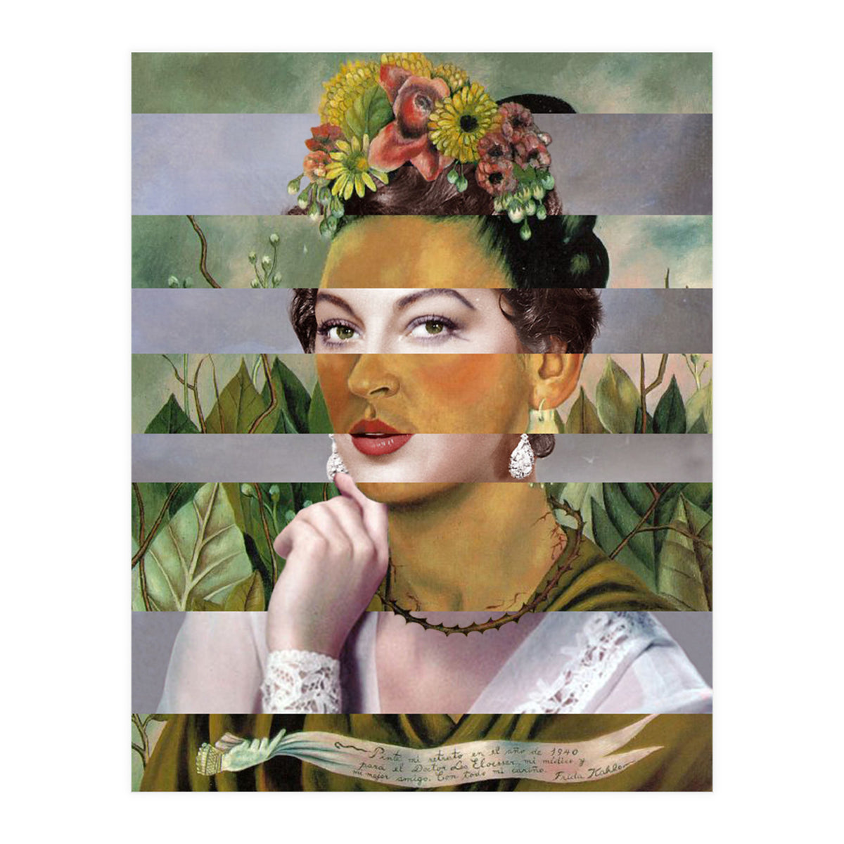 Frida Kahlos Self Portrait With (Print Only)