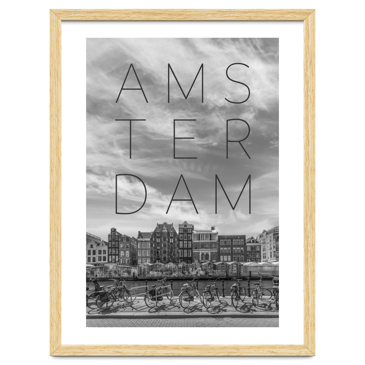 AMSTERDAM Singel Canal with Flower Market | Text & Skyline