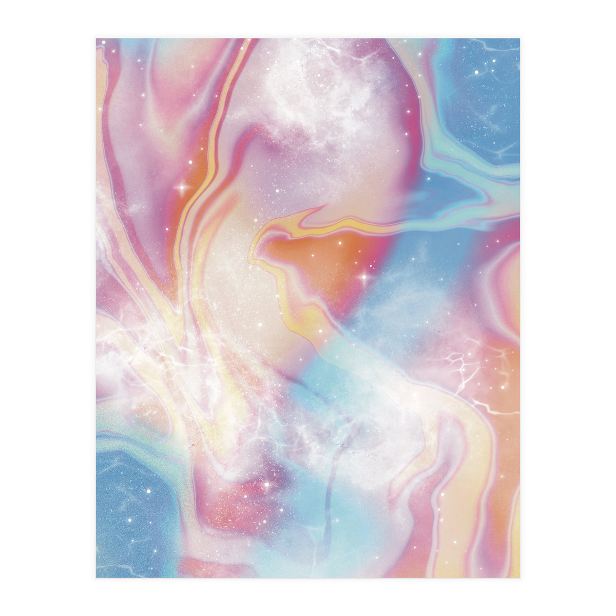 Pastel Pink Blue Space Marbling (Print Only)