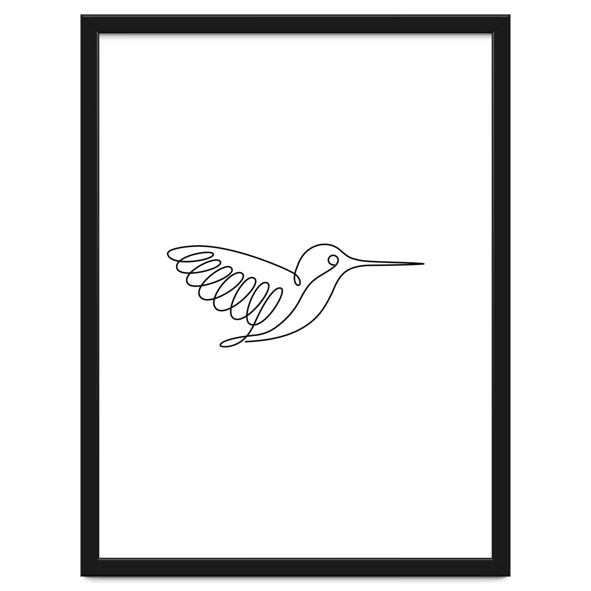 One Line Art Hummingbird