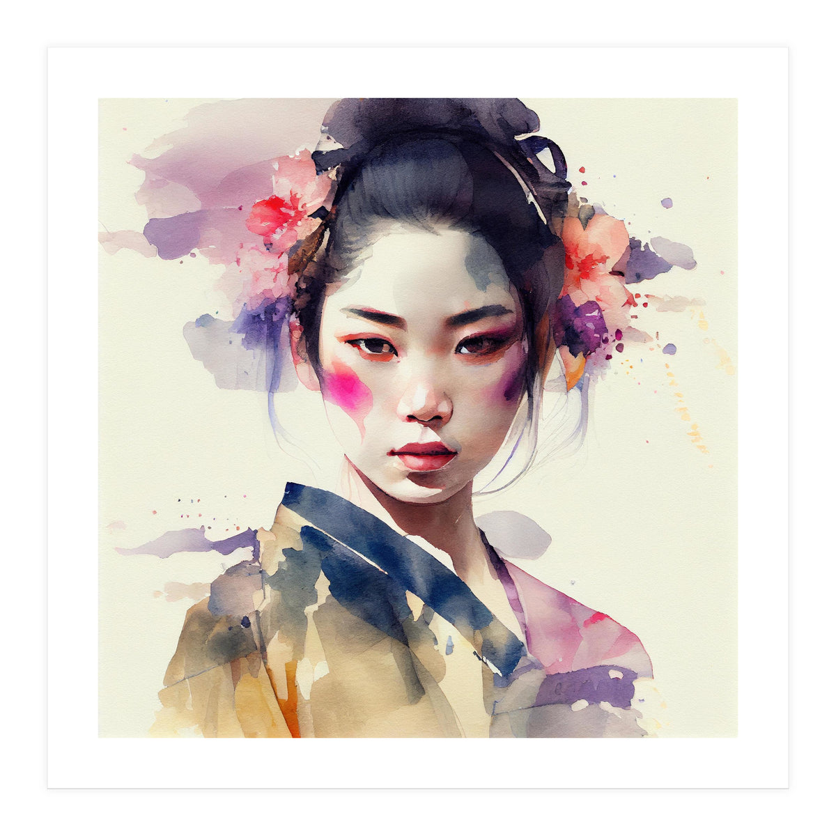 Watercolor Modern Geisha #6 (Print Only)