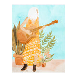 Music Soothes My Soul | Urban Hippie Bohemian Woman Playing the Guitar | Plant Lady Painting (Print Only) thumbnail